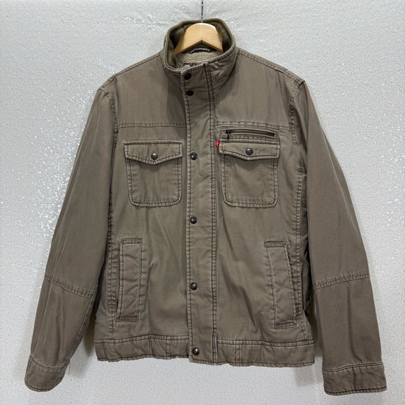 Levi's Other - Levi’s Sherpa Lined Utility Jacket Men’s Medium Brown Cotton Military Workwear